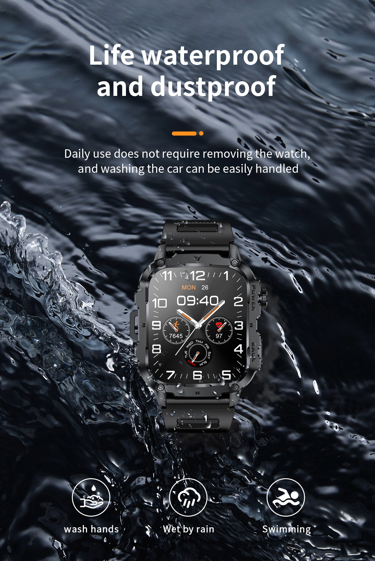 Men's Bluetooth Smartwatch With Heart Rate And Blood Oxygen Monitoring Multi Sports Watch Waterproof Fitness Tracker Touchscreen Watch_voghion.com