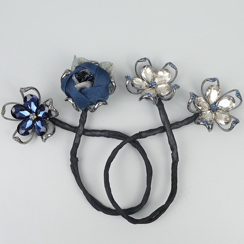 Bosiya Hair Plate Hand-woven Crystal Flower Bud Hair Pole  New Internet Celebrity Hair Plate Hair Accessories