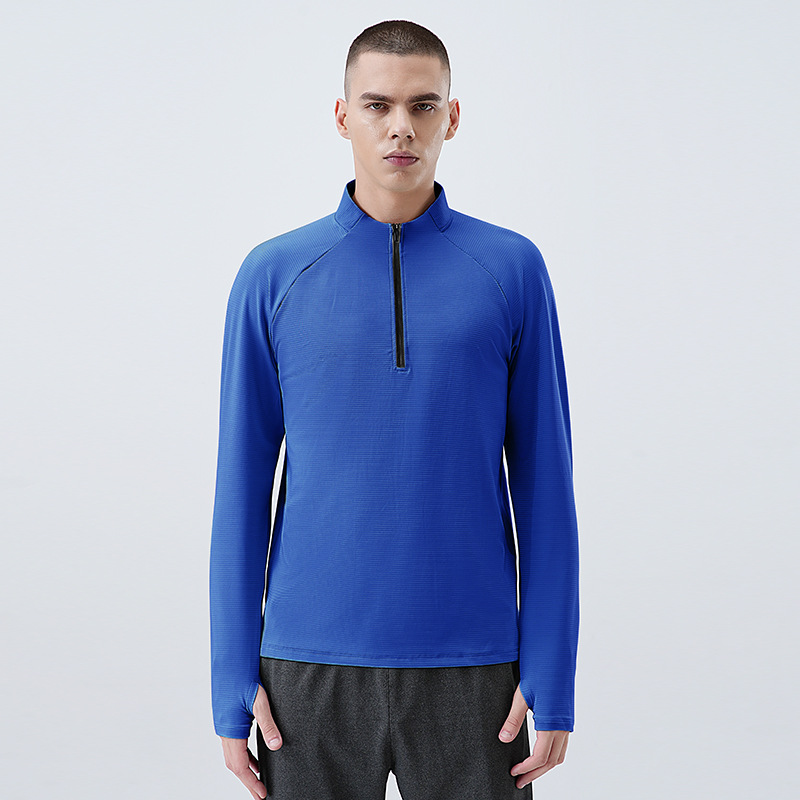 Nuevo otoño y invierno medio cremallera rápida secado de manga larga ropa de secado rápido hombre camiseta deportiva de ejercicio de bicicleta ropa de carrera