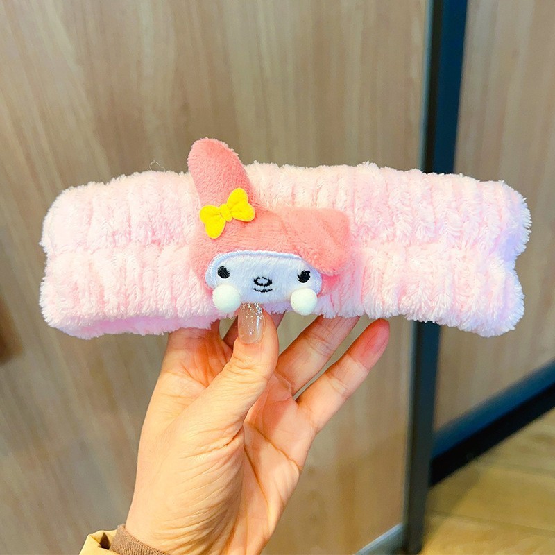 Nuevos dibujos animados tela de tela correa de pelo al por mayor extraña peluche lavado facial maquillaje de tela de tela de tela de banda de mariposa final de cabello de chicas