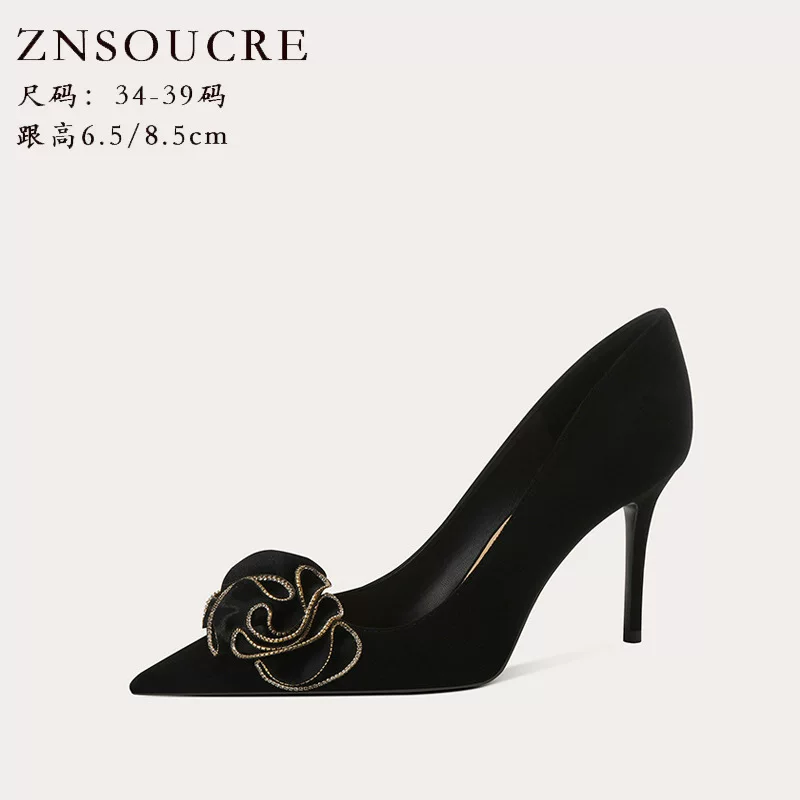 Black colored dress, 2023 collection, flowered