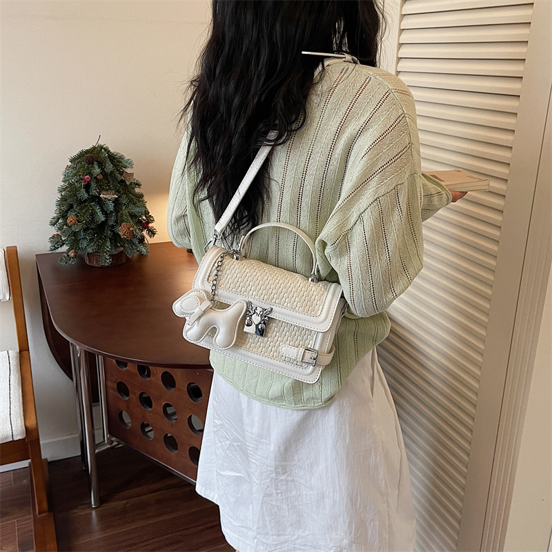 Este año, la moda diaria de mujeres 2026 nueva moda extranjera trenzada oblíqua bolsa de tela nicho bolso de mano pequeño image 3