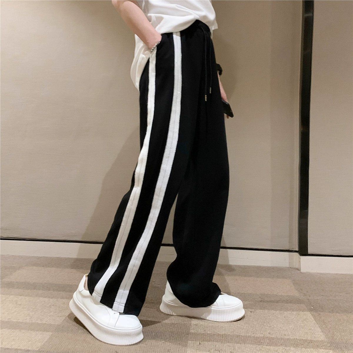 Летние тонкие casual брюки, корейский стиль, свободный прямой посадка