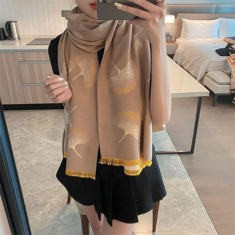 380g Weight Scarf Classification Holiday, Daily Occasion Imitation cashmere, Polyester Material Color Block Pattern Winter Season Women's Gender Sweet Style Women's Sweet Color Block Imitation Cashmere Polyester Scarf 3