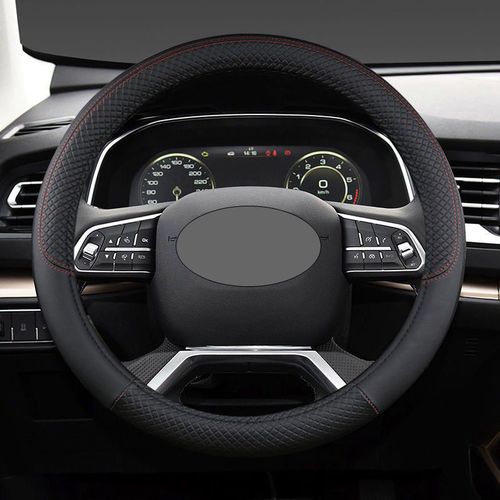 Grid steering wheel cover, car steering wheel cover, anti-slip steering wheel cover, leather protective cover, all-season universal car steering wheel decor