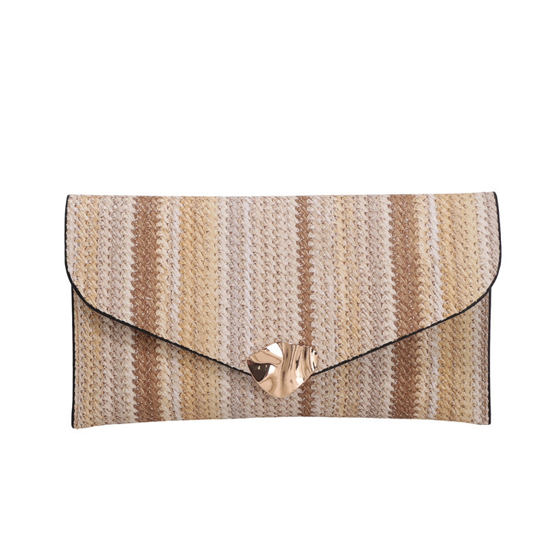 2026 verano nuevo color a rayas de moda personalidad bolsa de sobres casuales femenina bolso de mano de diseño de estilo exterior