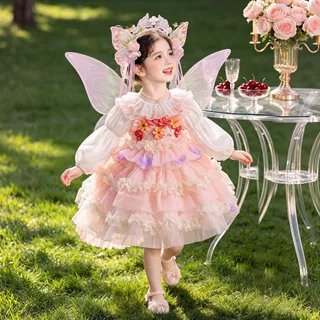 公主裙女童新款春秋季儿童生日高级绝美礼服女孩洛丽塔蓬蓬裙批发
