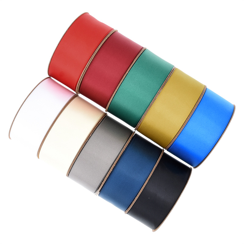 Transfronterizo 3.8 doble cara mate cifrado poliéster cinta de regalo embalaje de flores cinta de seda vestido de boda decoración cinta forjada 25m