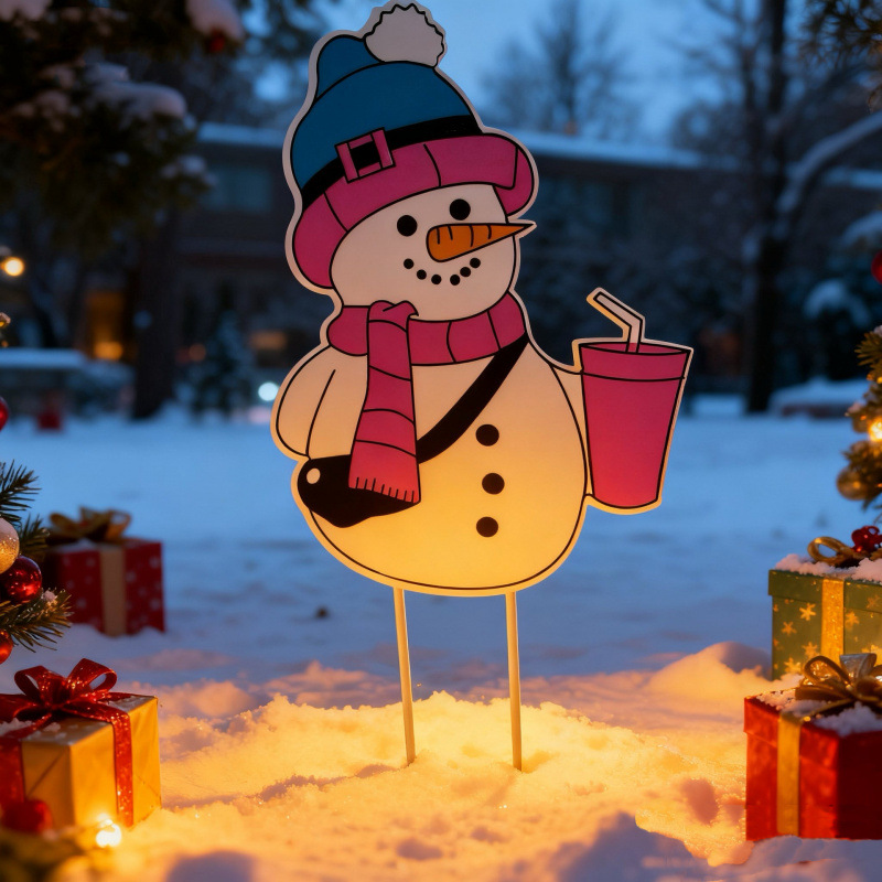 Navidad spot nuevos productos de hierro al aire libre muñeco de nieve inserción atmósfera decorativa patio inserción atmósfera