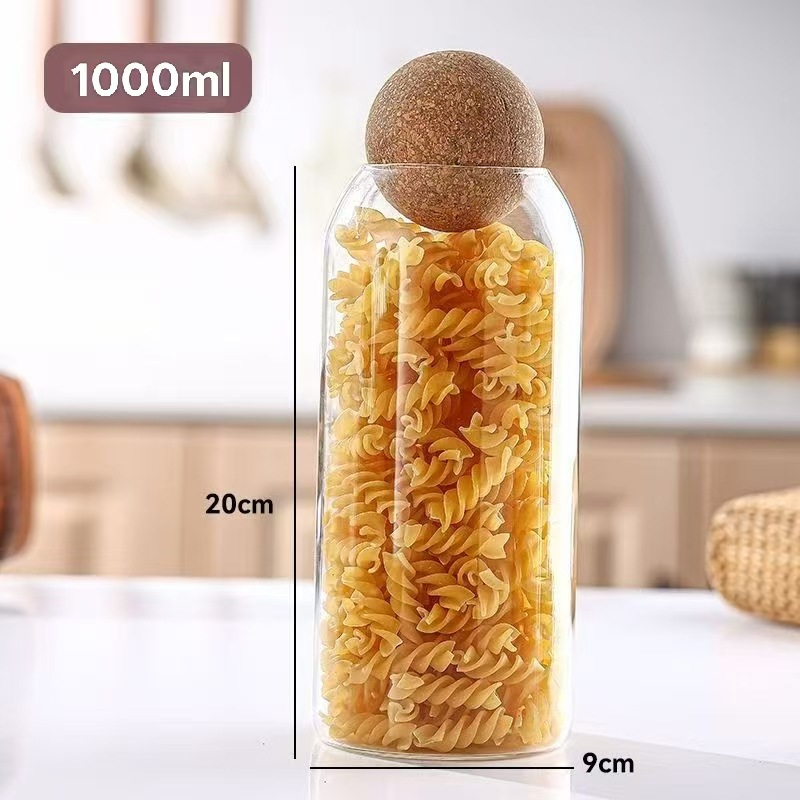 Tarro sellado de granos de café Tarro de exhibición de corcho Tarro de dulces Tarro de té de vidrio Tarro de almacenamiento de cocina Creativo y simple