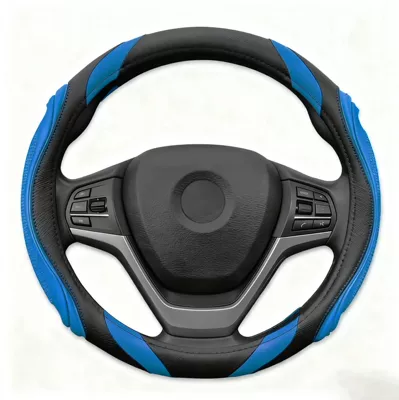 Steering wheel cover Cover, Leather Handlebar Cover Available in - o-ring-grommet-film-black-blue-dark-blue-38cm