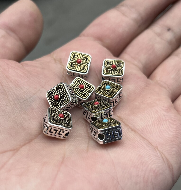 チベット白銅花びらビーズ手作り diy ビーズブレスレットトップビーズネックレスペンダントアクセサリー|undefined