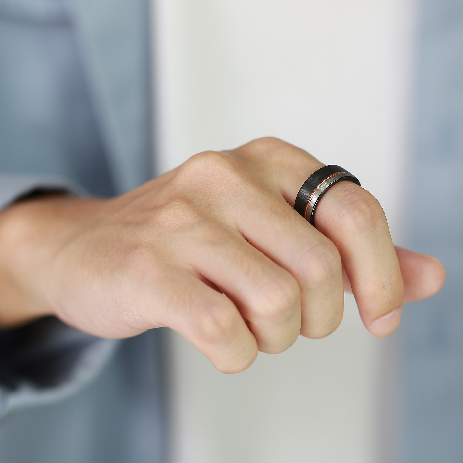 Fashion Color Block Tungsten Steel Rings Metal Stainless Steel Rings