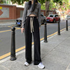 Sports retro casual trousers for leisure, Korean style, high waist, plus size, loose straight fit