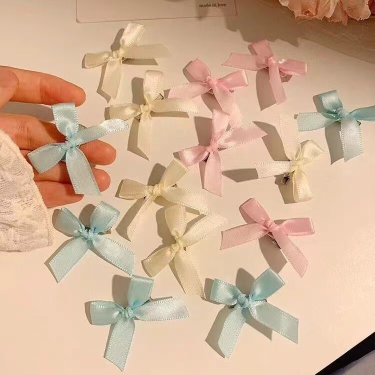 Ballet Style Sweet Blue Bow Braided Hair Clip for Women 2024 New Small Side High-end Hair Accessories Headwear