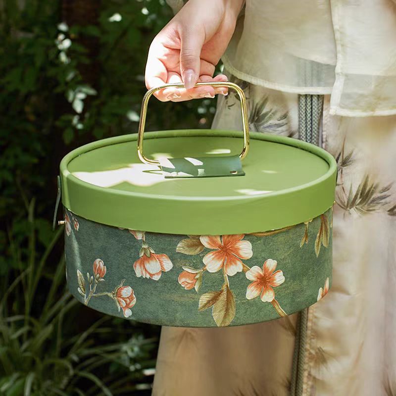 Caja de regalo del Festival del Medio Otoño, caja de regalo de embalaje de pastel de luna, caja de regalo de estilo nacional exquisita, caja dura de barril portátil, caja de regalo de hielo