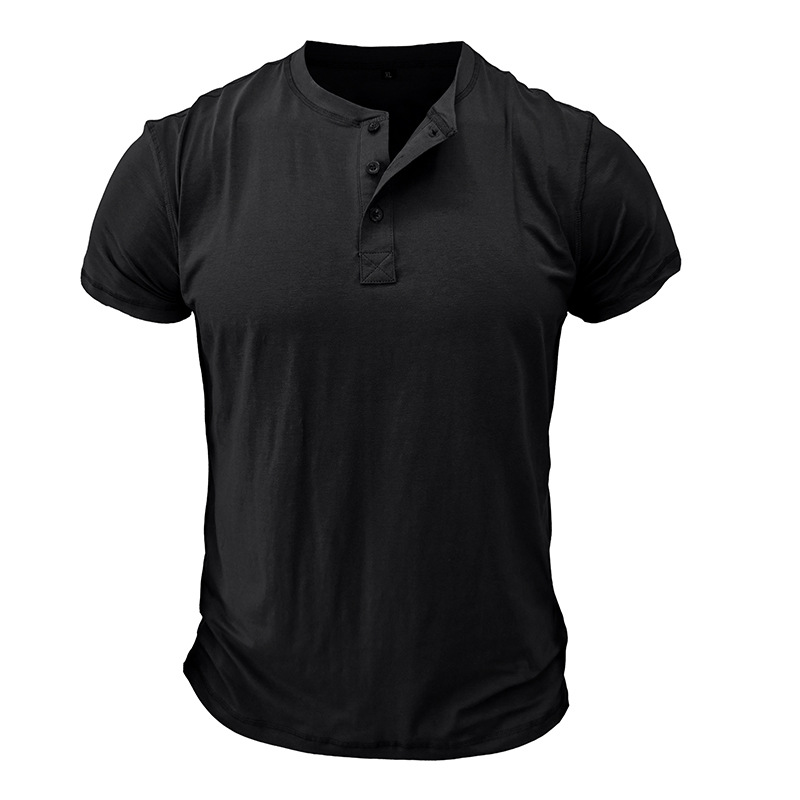 2024 verano europeo y americano hombres cuello redondo Camiseta de manga corta Comercio exterior hombres Henry camisa transfronteriza hombres camiseta superior