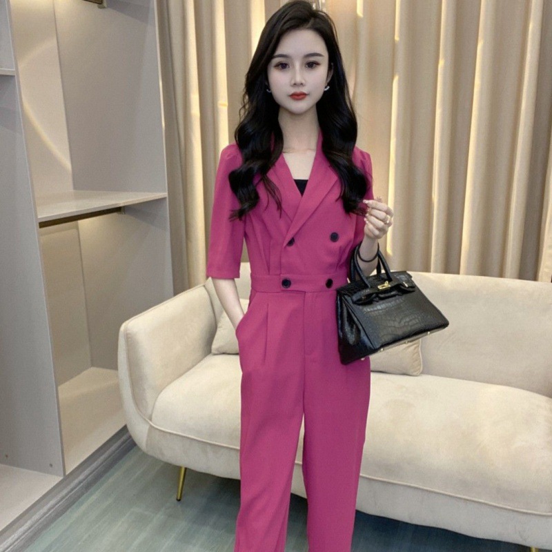 2022新款小个子连体衣女时尚高级感小众设计显高显瘦直筒连体裤夏