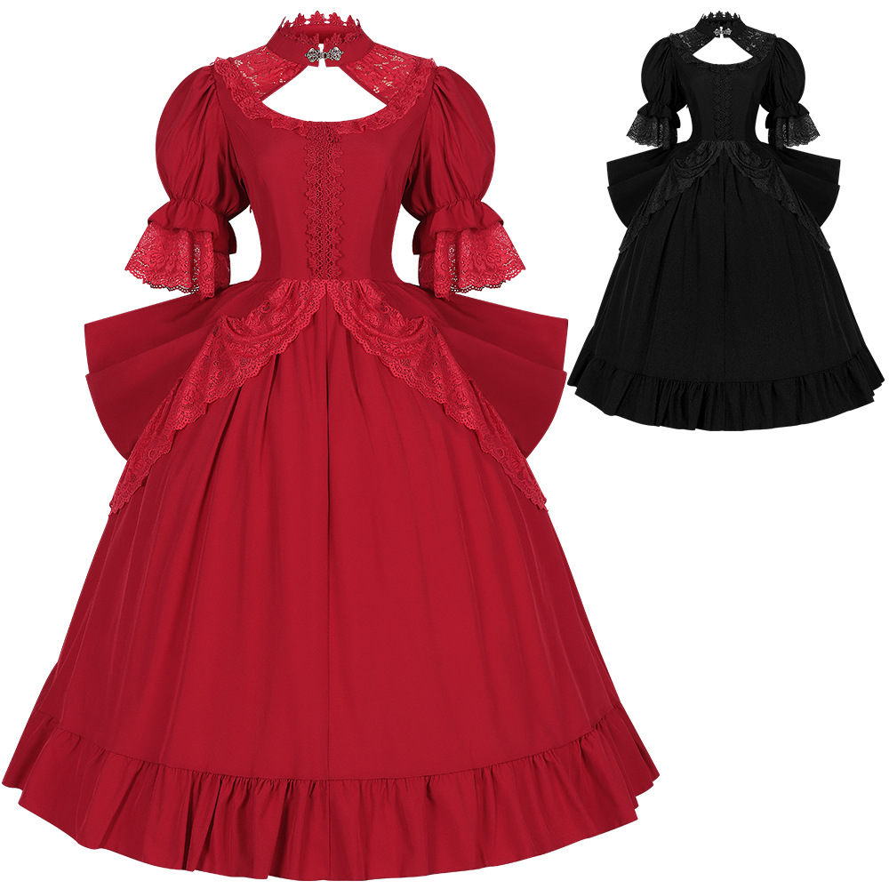 New Foreign Trade Adult Ladies Lolita Dress Palace Waist Dress Prom Stage Queen Performance Costume