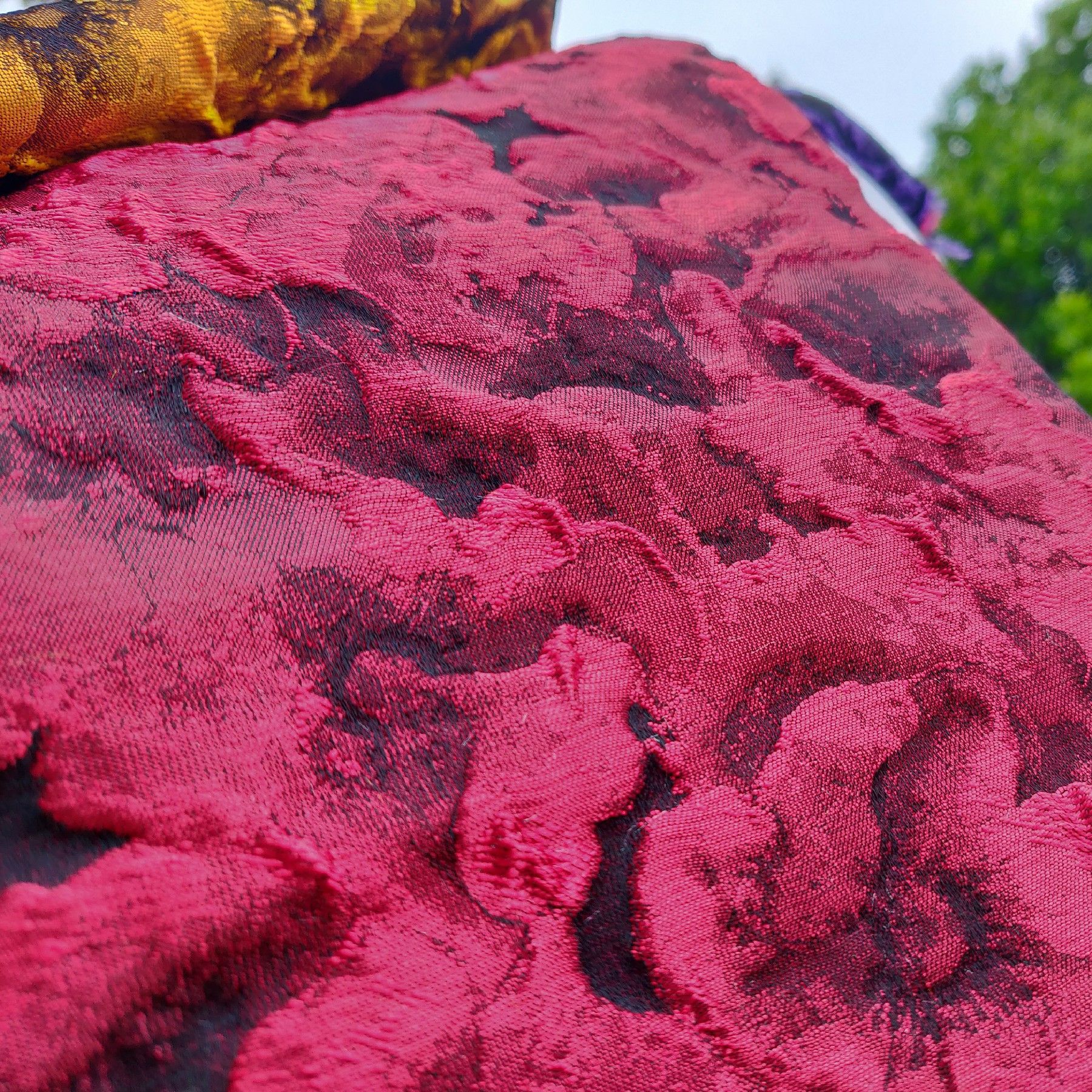 抽象油画植物花朵高密提花布礼服连衣裙西服套装鞋包提花服装面料