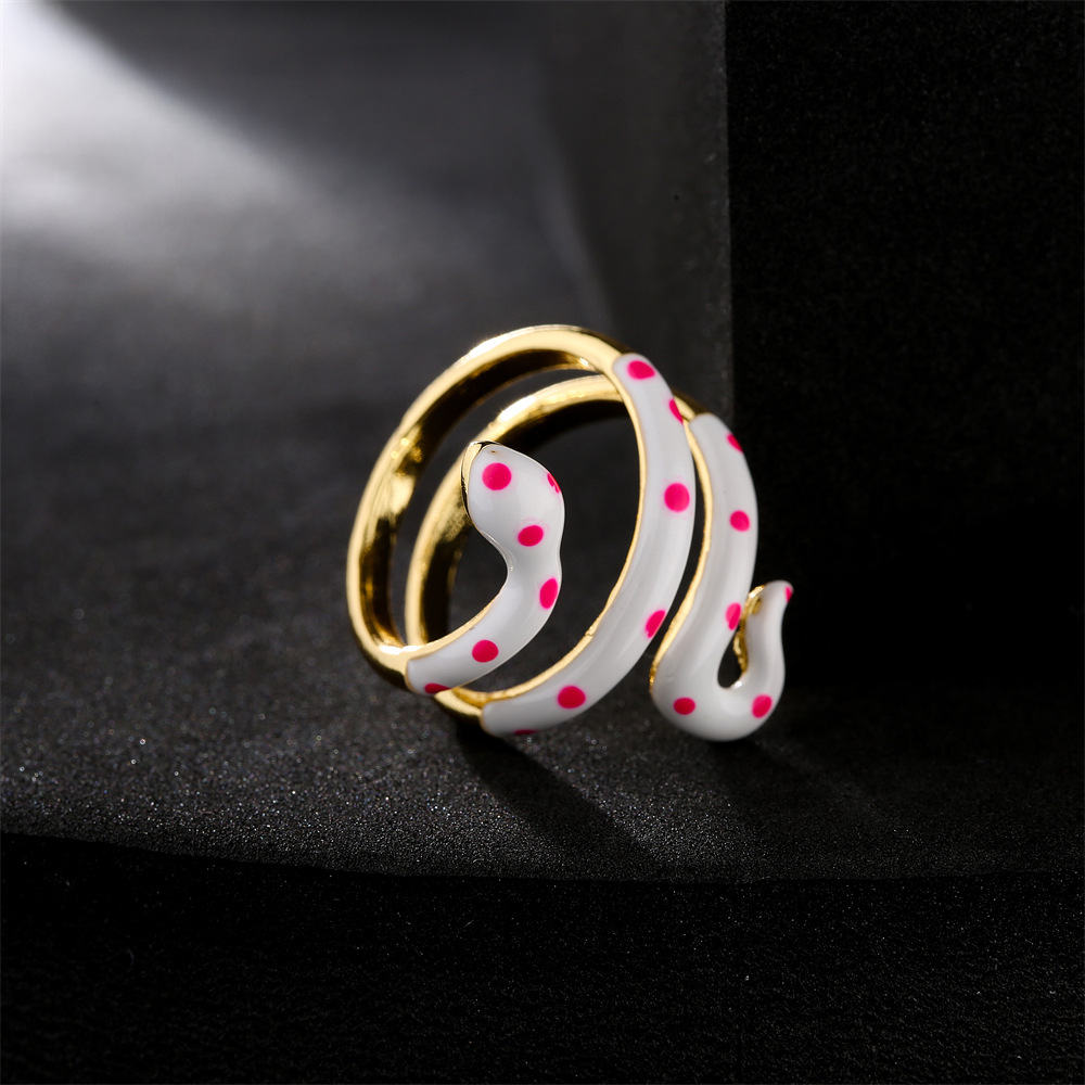 European and American new copper-plated gold dripping oil snake shape adjusted rings