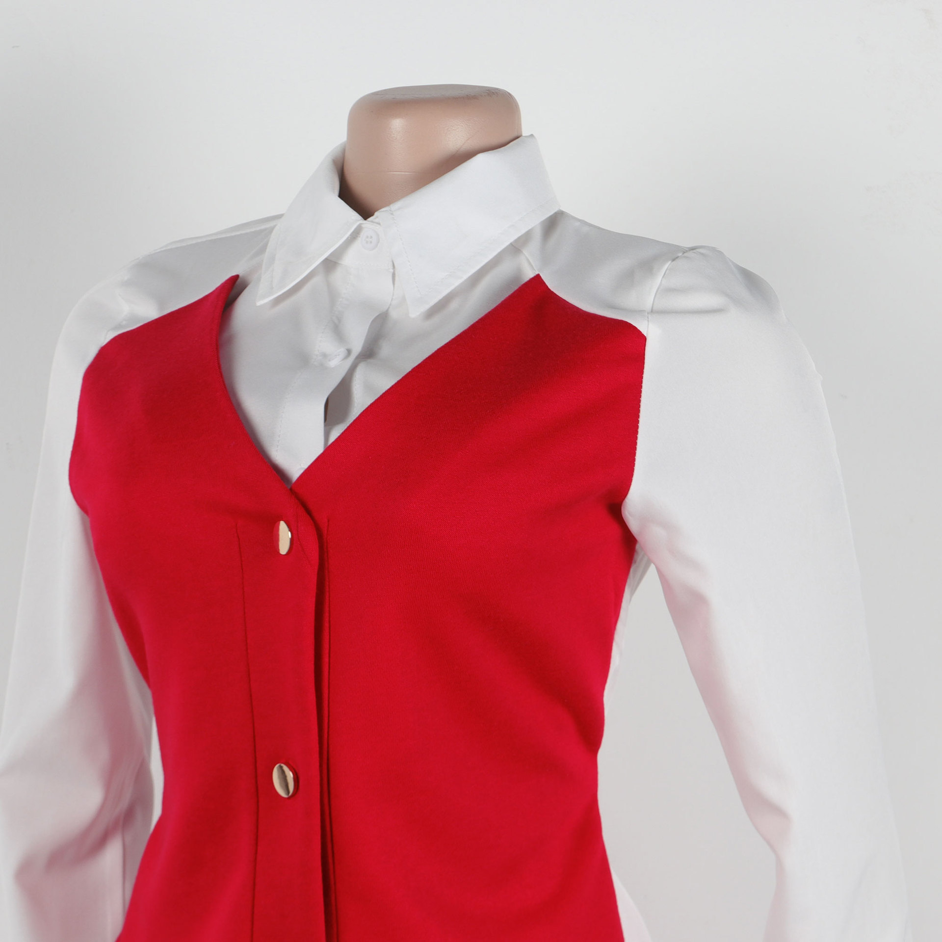 Faux Two Pieces Shirts Vest Stitching Sweater Pants Two Piece Set