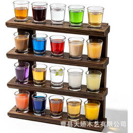 木质多层酒杯展示架桌面水杯存储架阶梯式分酒器香水蜡烛展示架
