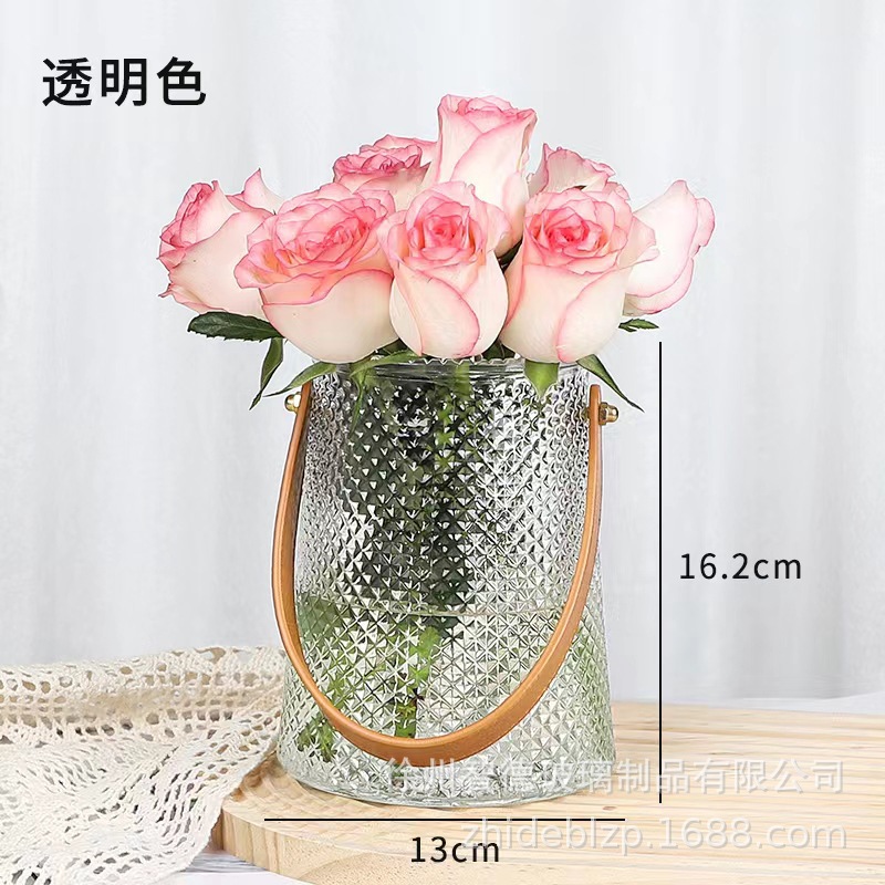 Florero de lujo ligero personalizado, adornos, arreglos florales, florales de vidrio de cristal, Barka francés, brillo, el mismo estilo, La Luso