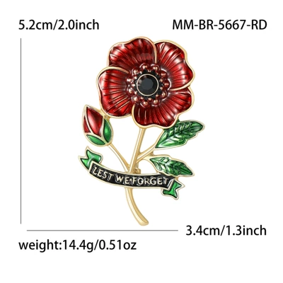 New Creative Alloy Enamel Poppy Flower Brooch, Fashionable and Versatile, Women's Suit Coat Brooch Accessory Pin (Yaxa sancaqları) - red-5667-rd