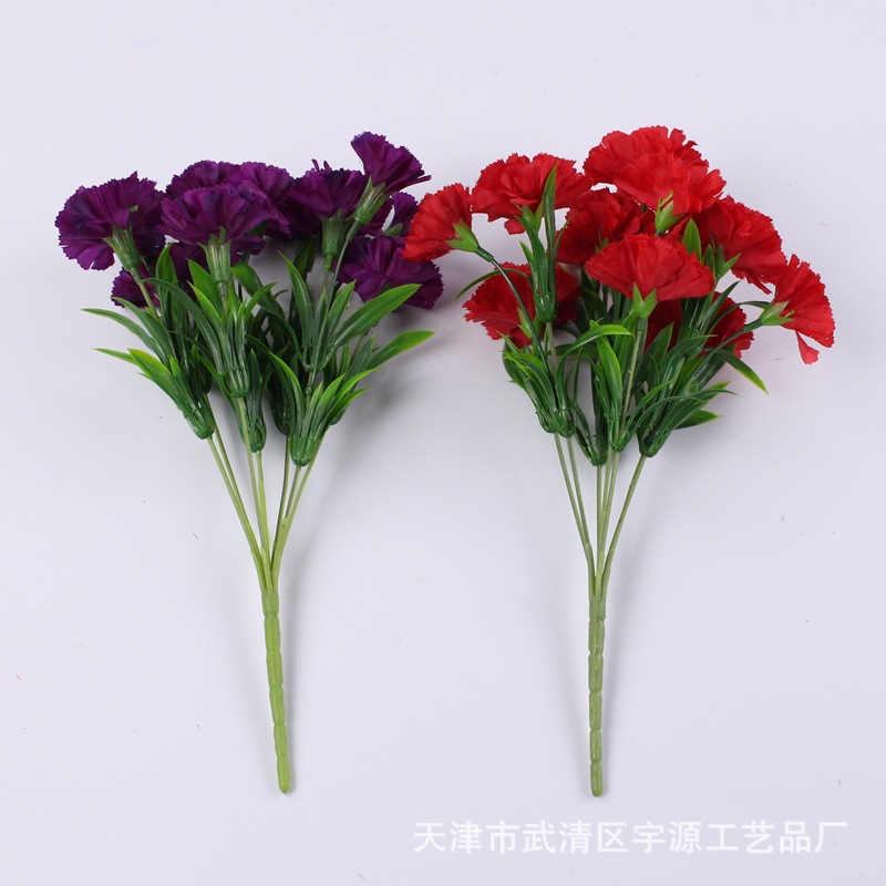 Venta directa de fábrica 11 Clavel artificial flor falsa Día DE LA Madre Día del Maestro regalo flor ingeniería fotografía decoración Flor de seda