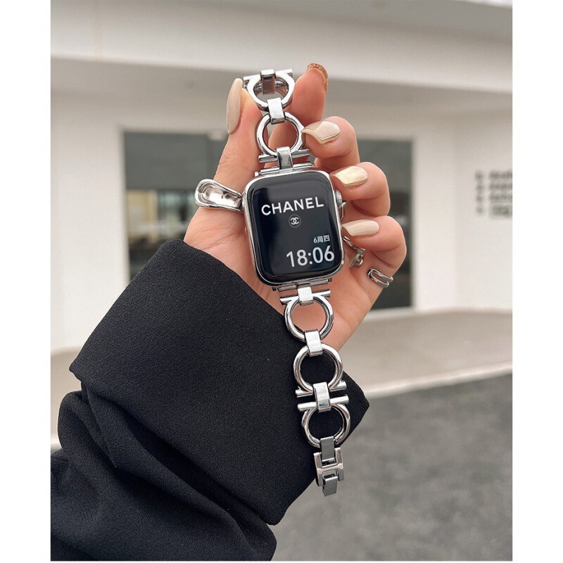 Suitable for applewatch8 Apple Watch Ultra/S7654 Generation iwatchSE Metal Chain Circle Creative