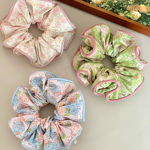 Mori style fairy simple temperament floral large intestine hair tie for women summer  new style hair tie and ball headband