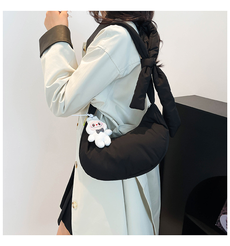 165g Weight Polyester Cotton Lining Material Sewing Thread Fashion Element Zipper Closure Type Single Shoulder Strap Strap Type Crossbody Bag Bags Type Daily, Street Occasion Nylon Material Solid Color Pattern All Seasons Season Women's Gender Basic, Classic Style Style Dumpling Shape Shape Medium Size Women's Medium Nylon Solid Color Basic Classic Style Sewing Thread Dumpling Shape Zipper Crossbody Bag 6