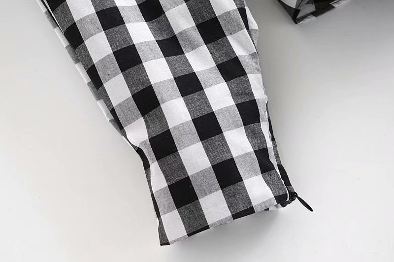 oblique placket asymmetrical strap plaid shirt  NSAM27859