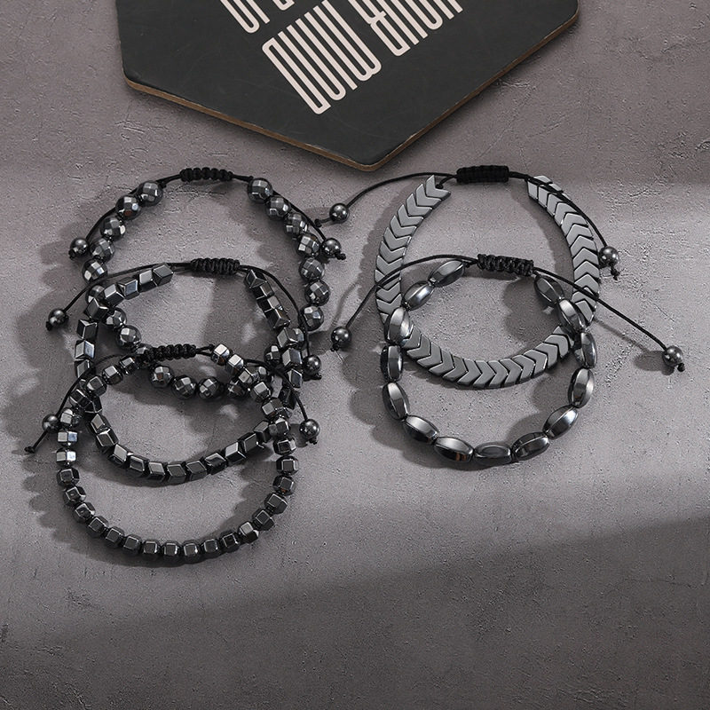 250g Weight Hematite Pendant Material Drawstring Bracelets Classification rope, Hematite Chain Material Beaded Chain, Woven Chain Chain Type Daily, Street Occasion black gallstone Material Geometric Pattern All Seasons Season Men's Gender Streetwear Style Streetwear Geometric Black Gallstone Men's Drawstring Bracelets Men Beaded Bracelets 无