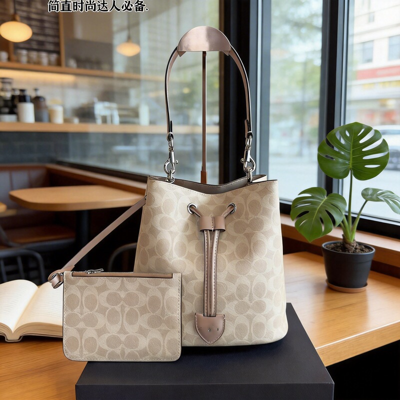 Koujia Rowan22 Tote Bag New Classic Monogram Drawstring Bucket Retro Large Capacity Single Shoulder Commuter Women's Bag