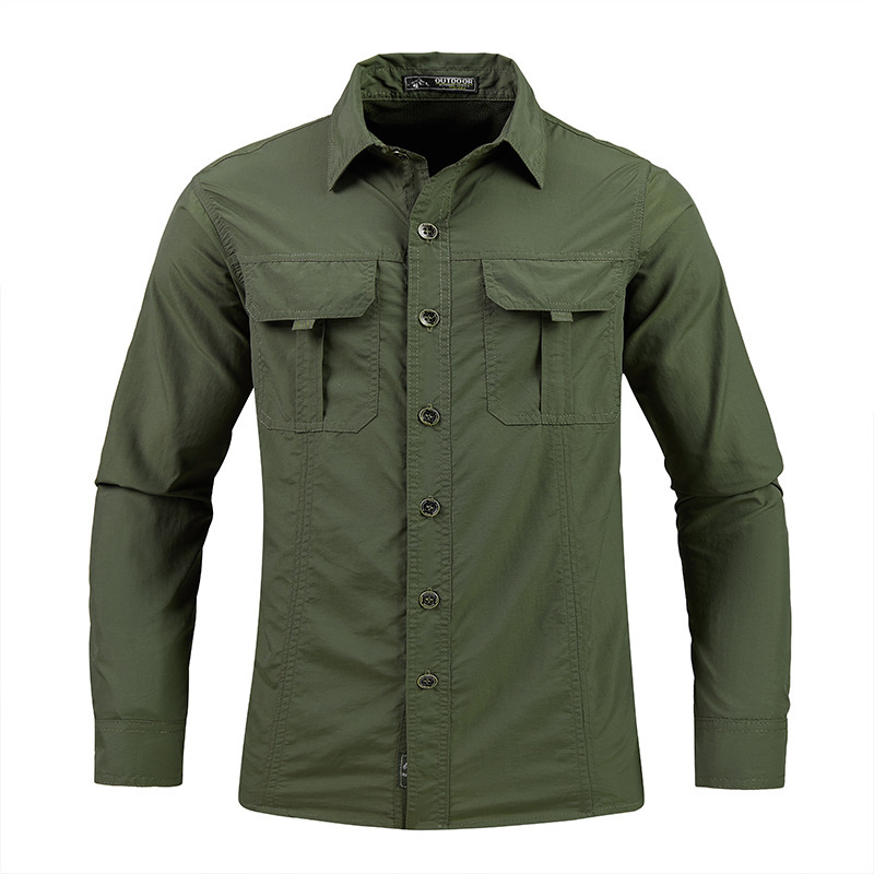 Ventas rápidas transfronterizas camisa de secado rápido de manga larga camisa protector solar de hielo para hombres primavera y verano al aire libre delgada chaqueta de hombre grande