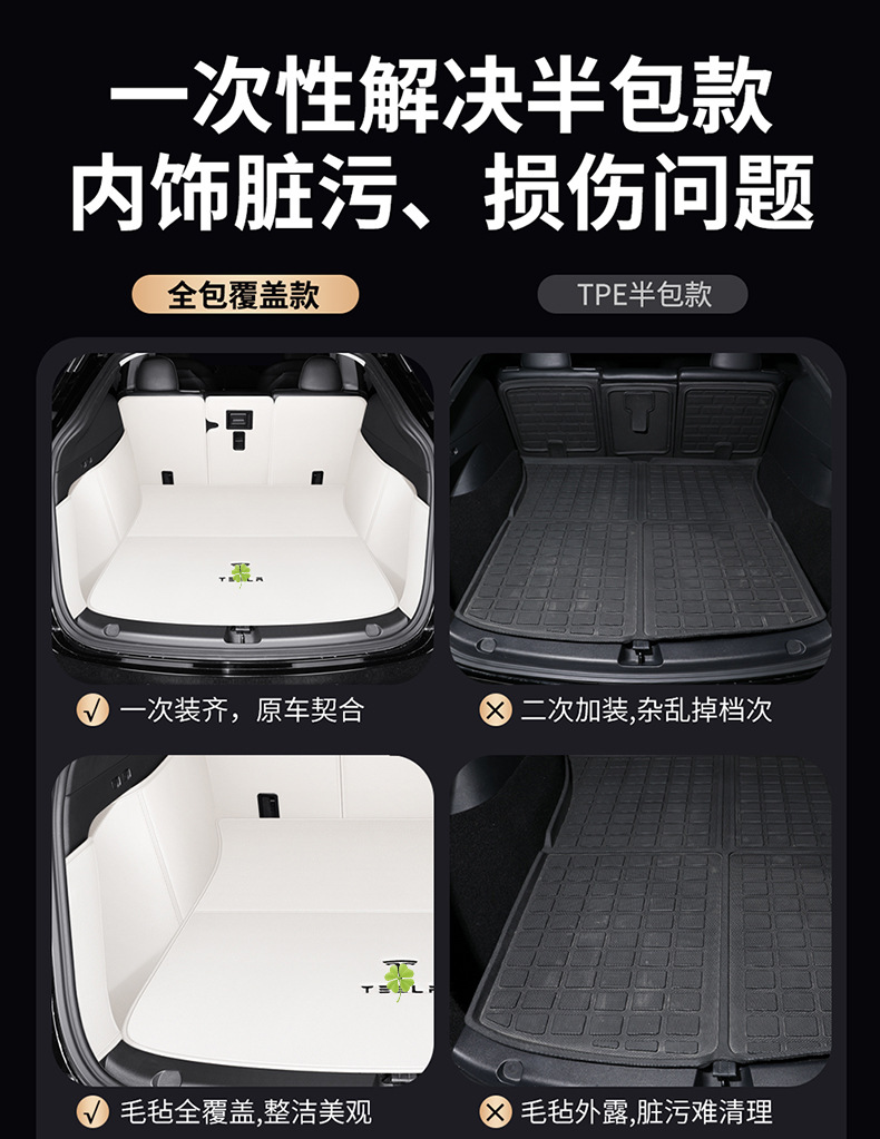 Suitable for Tesla Model Y/3 Front and Rear Trunk Mats, Leather Version, Full Coverage, Special Upgraded Version for Model Y/3, Full Surround