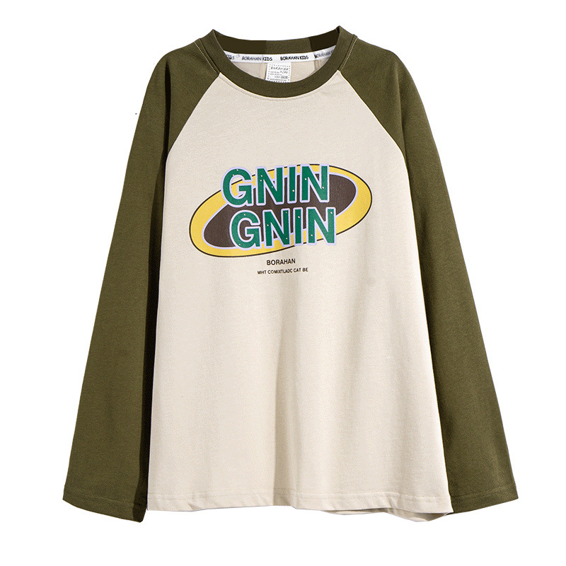 Boys' long sleeved T-shirt made of pure cotton 2024 new Korean version, Zhongda hoodie, children's spring and autumn top_voghion.com