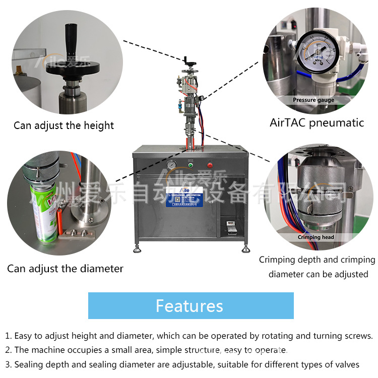 Máquina de sellado de aerosol semiautomático máquina de sellado de aire fresco máquina de sellado de llenado de detergente de espuma fabricante de máquina de sellado