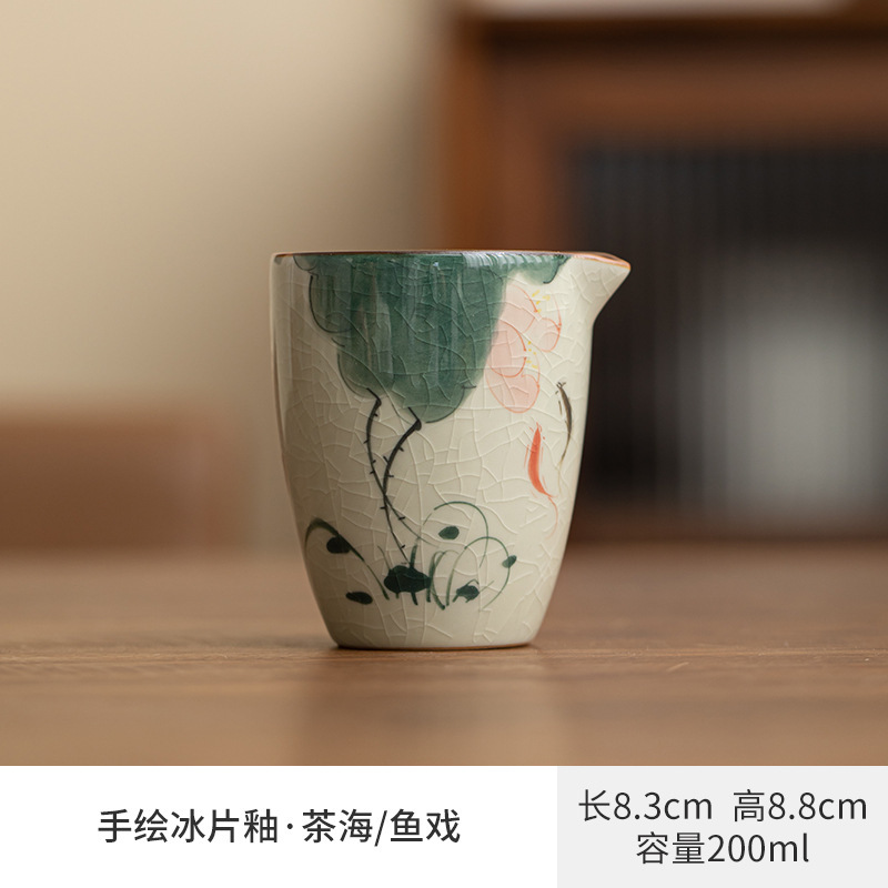 哥窯手描き側は壺蓋碗陶磁器杯個人専用公道杯闘笠杯工夫茶道具杯|undefined