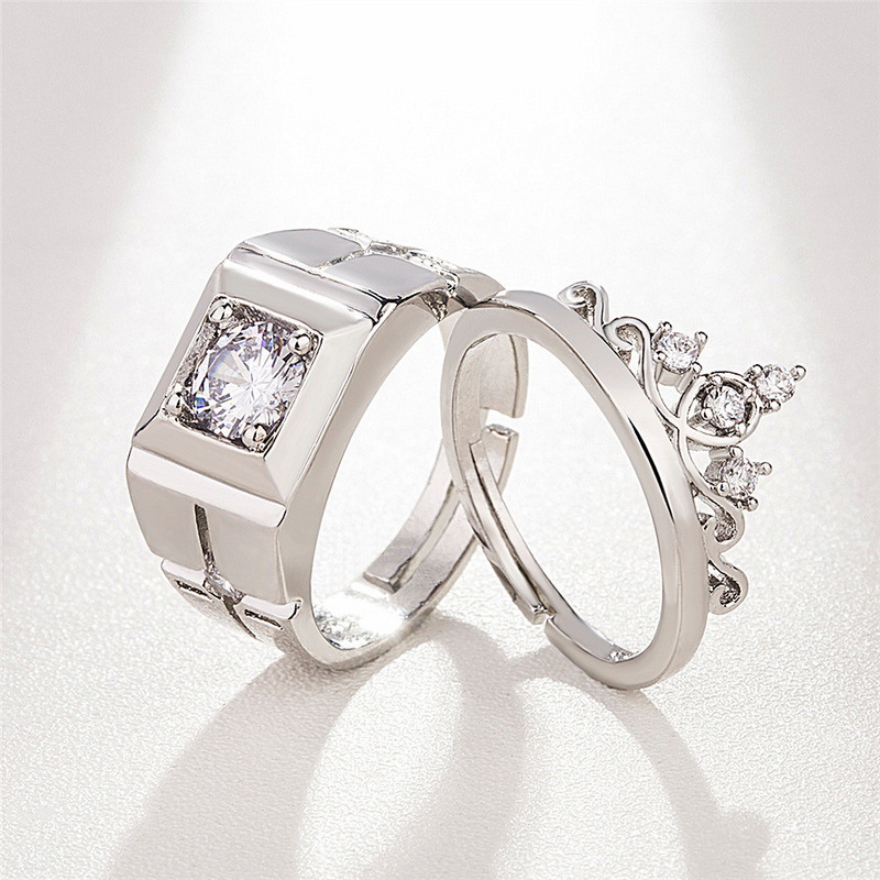 Elegant Lady Geometric Crown Alloy Plating Inlay Zircon Women's Open Rings display picture 2