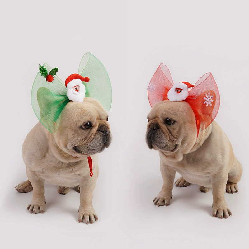 Ji Zai Pet Dog Рождественская лента бабочка обруч для волос креативный меховый шарик украшения для фотографий Праздничные украшения