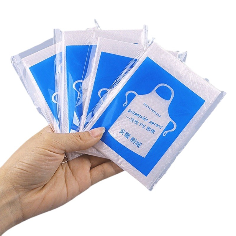 Disposable apron plastic pe catering commercial hot pot barbecue waterproof oil-proof independent packaging market general goods wholesale
