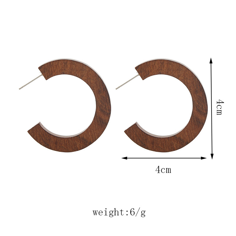 Bohemian Simple Geometric C- Shaped Wood Earrings Ear Hoop Jewelry display picture 1