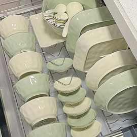 法式奶油风陶瓷碗餐具碗碟套装吃饭碗高颜值汤碗家用2024新款