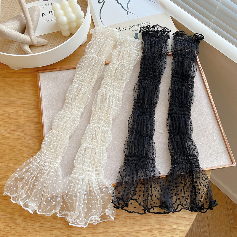 Lace Sun Protection Sleeves for Women, Summer Ice Sleeves, Large Size Ice Silk Sleeves, Uv Protection Sunshade Arm Sleeves, Ice Sleeves with Polka Dots Lace Sun Protection Sleeves for Women, Summer Ice Sleeves, Large Size Ice Silk Sleeves, Uv Protection Sunshade Arm Sleeves, Ice Sleeves with Polka Dots