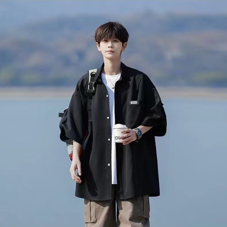 남성 여름 반팔 셔츠 캐주얼 와이드핏 데일리 상의