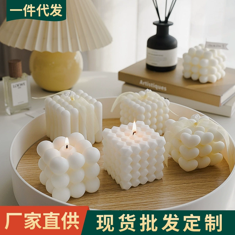 Ins Кубик Рубика Ароматерапия Свеча оптом украшение дома фото реквизит украшение соевый воск белая Геометрическая свеча