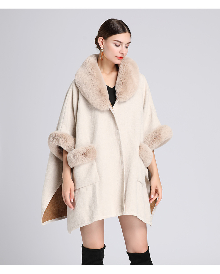 Mantella con colletto in lana, grande, ampia, in lana, cardigan donna_voghion.com